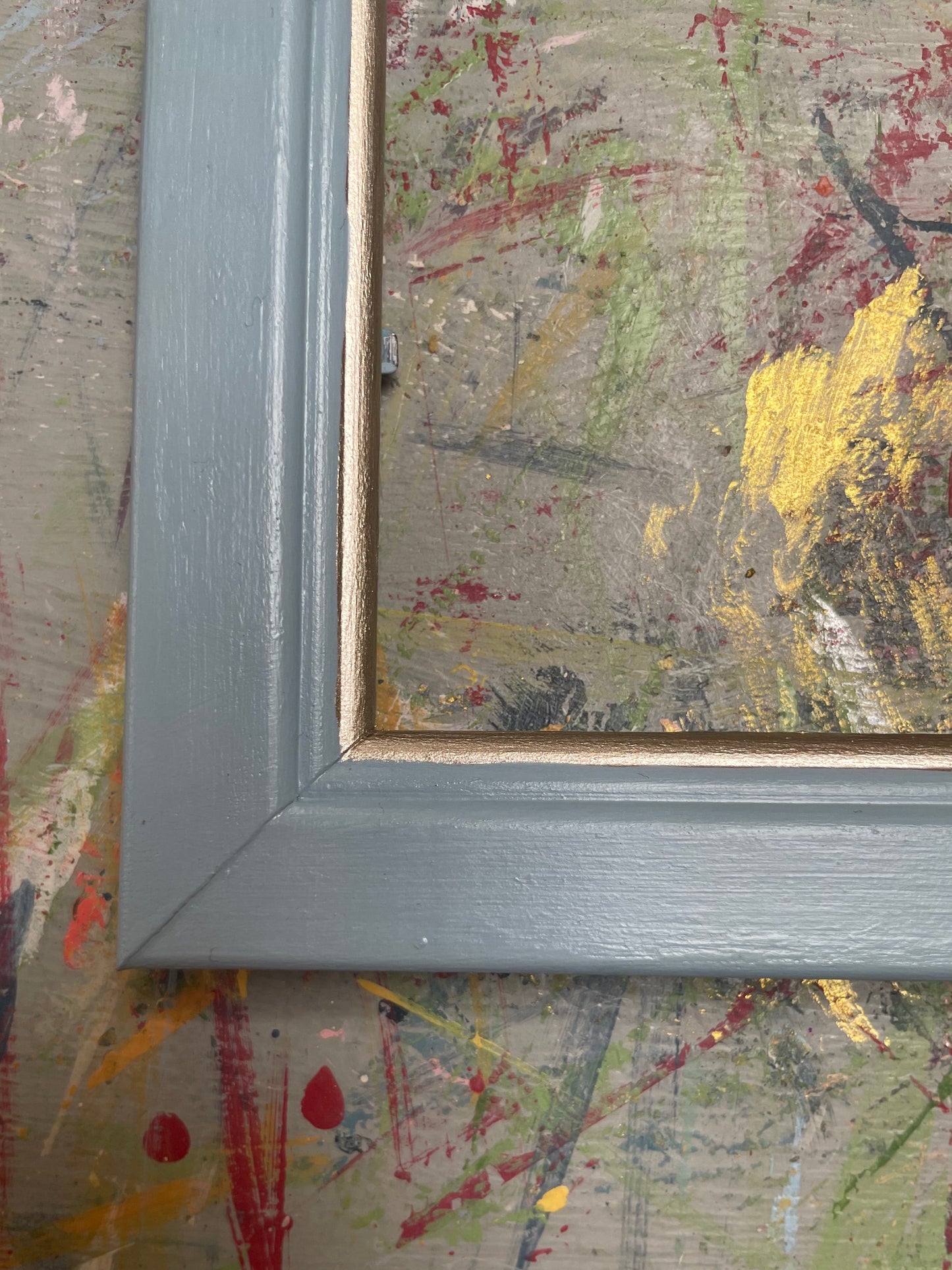 hand-painted frame - french blue with champagne trim