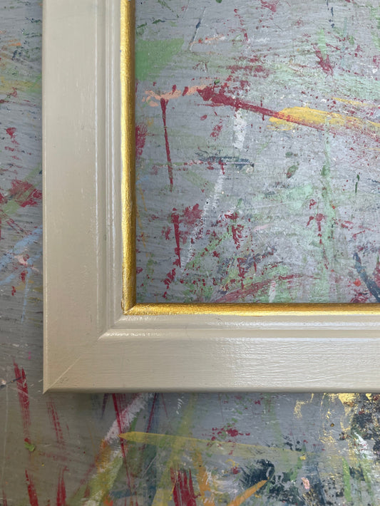 hand-painted frame - old white with gold trim