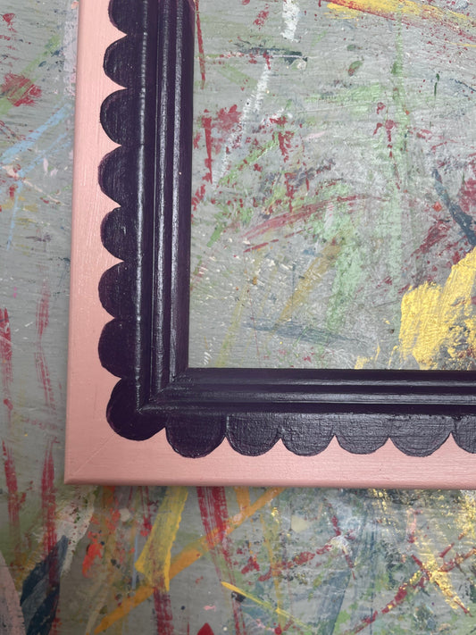 hand-painted frame - blackberry scallops on rose