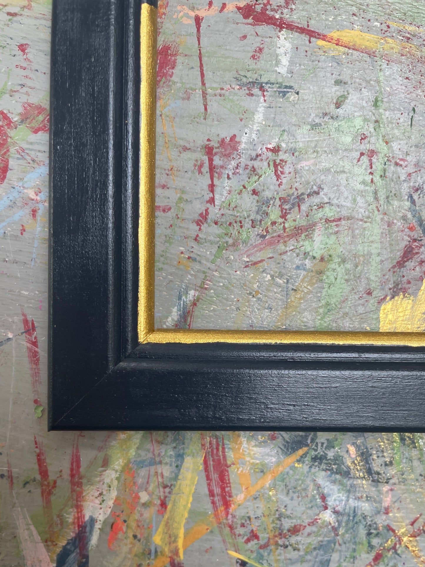 hand-painted frame - railings with gold trim