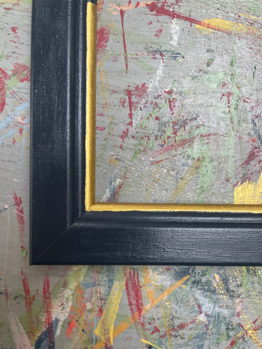 hand-painted frame - railings with gold trim