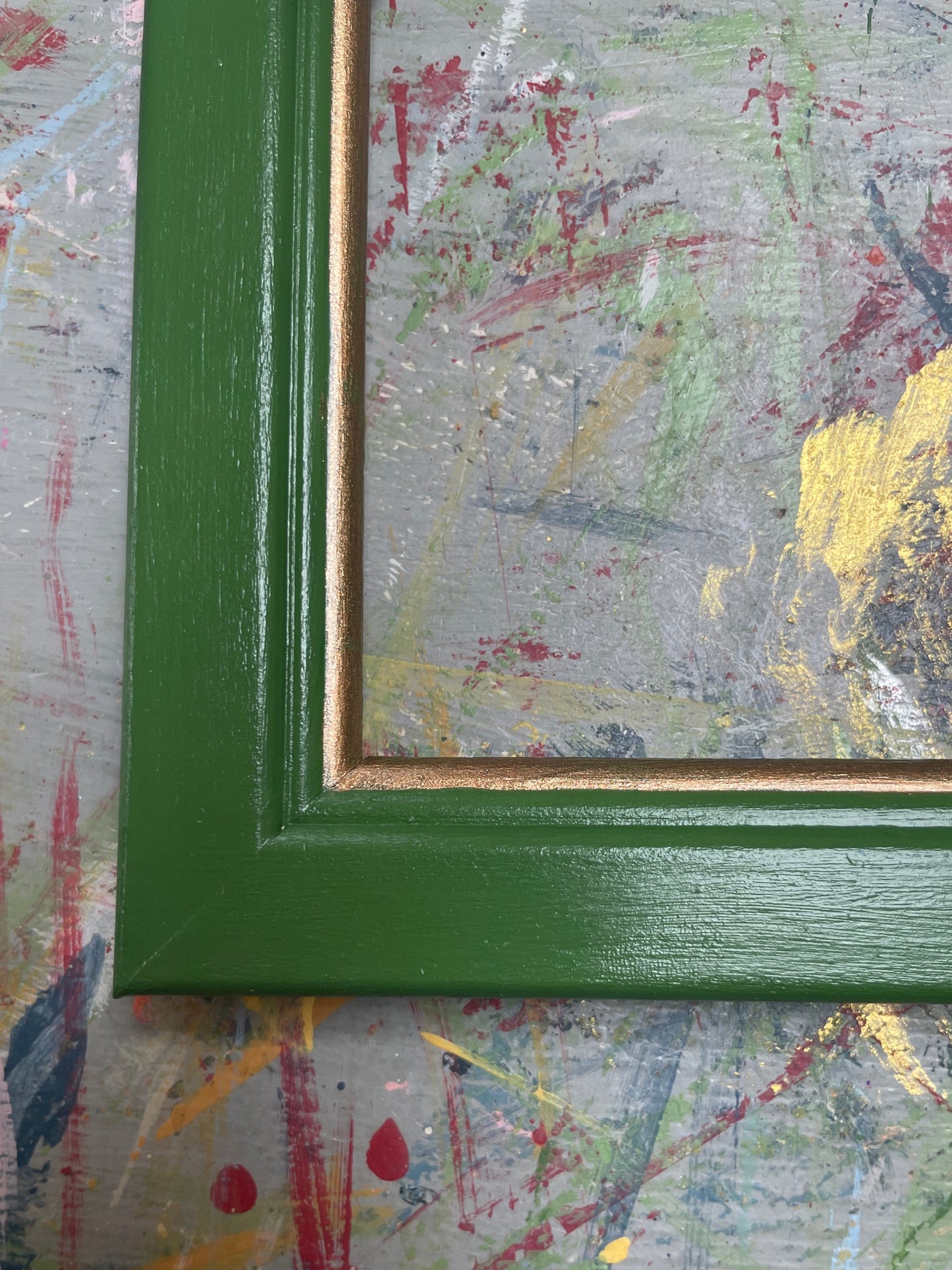 hand-painted frame - hopper with bronze trim